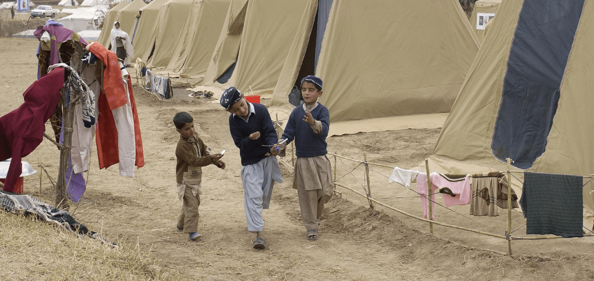 Refugee camp with kids