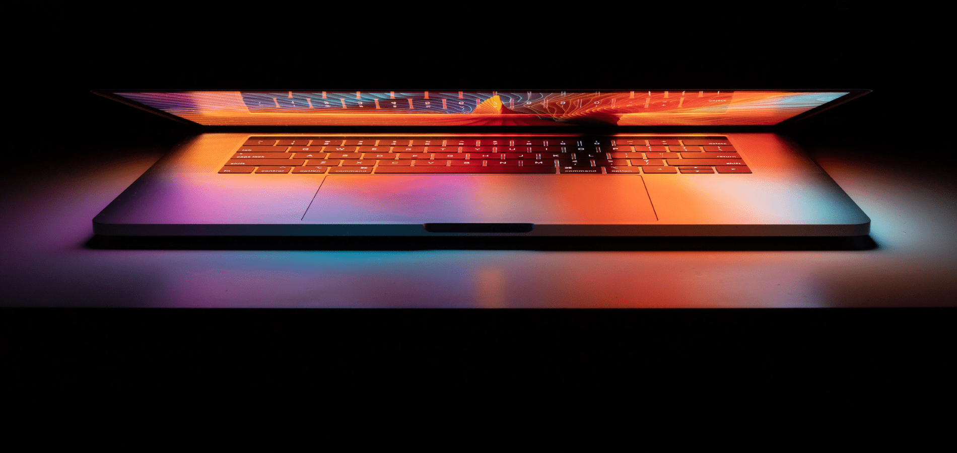 Laptop with colorful glow