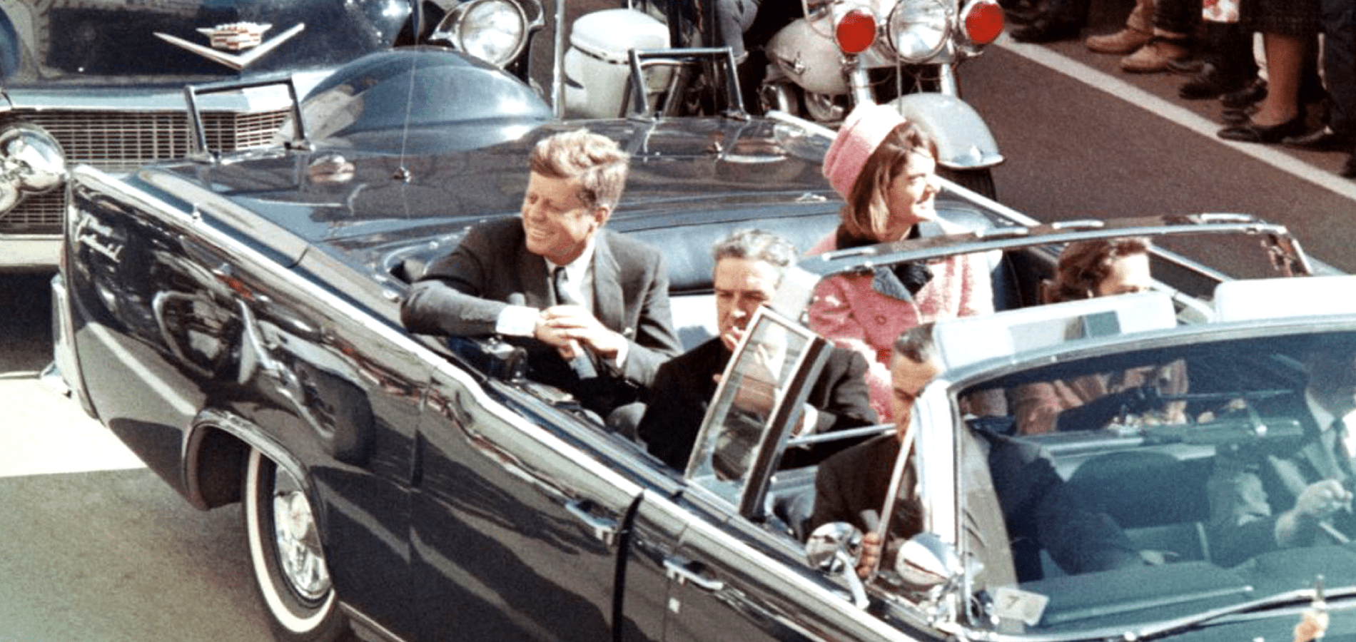 John F Kennedy with Jackie Kennedy in a limo
