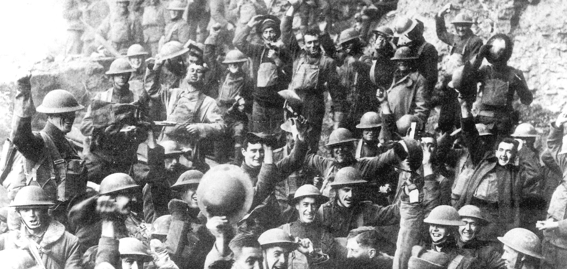 WW1 Soldiers celebrating the November 11, 1918 armistice