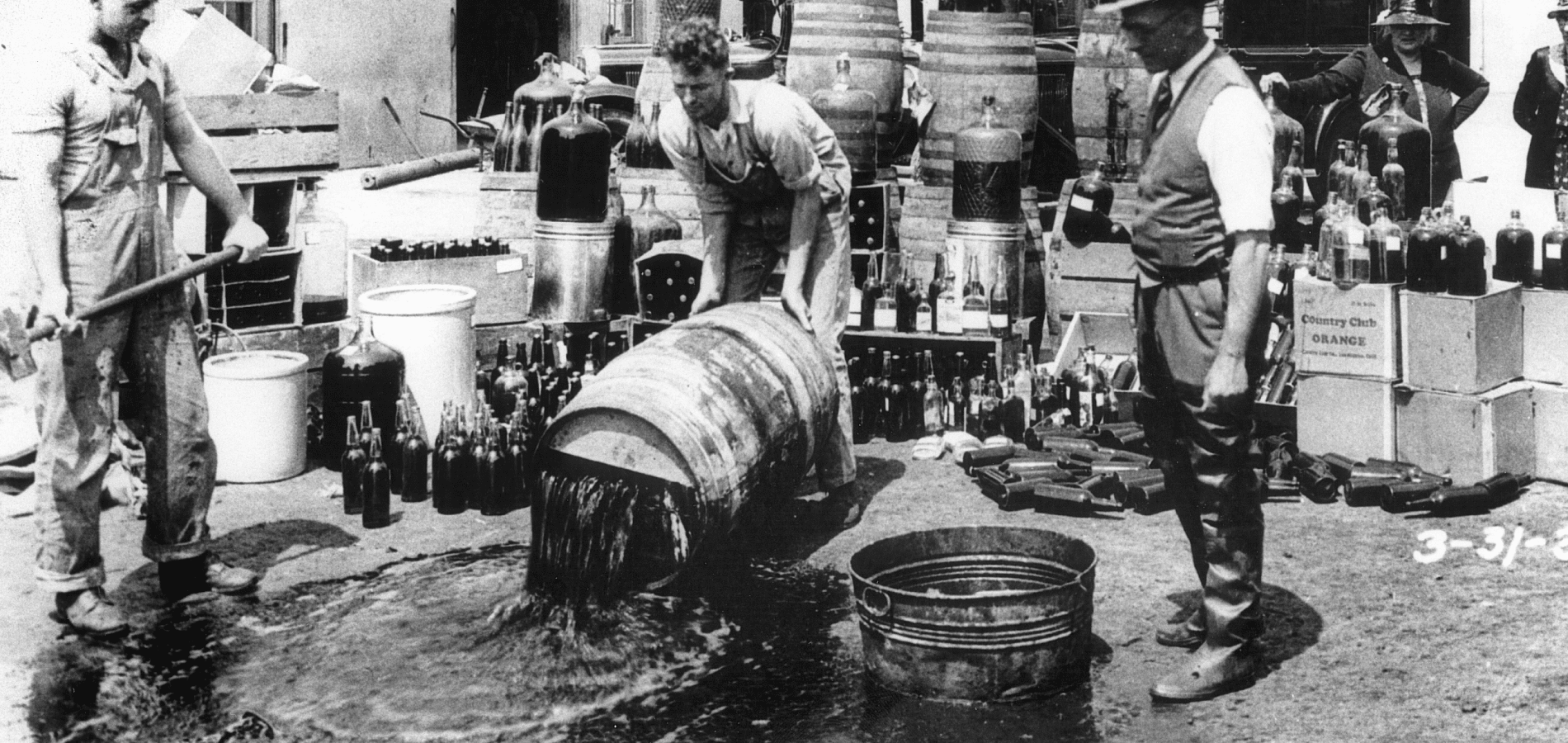 Prohibition era, dumping alcohol