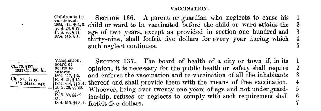 Excerpt on vaccinations in 1902