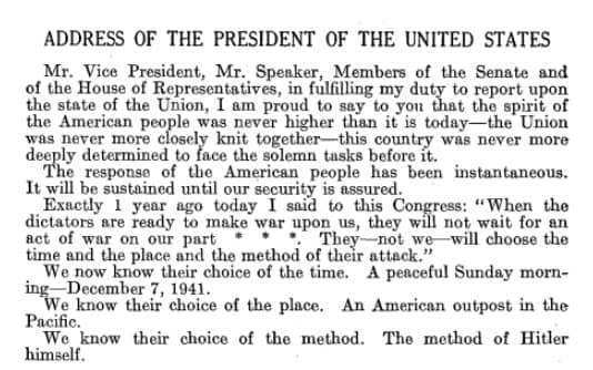Presidential address to Congress