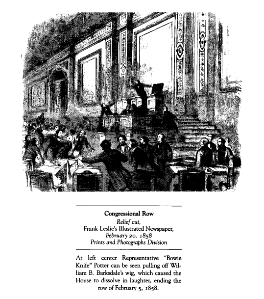 Illustration of congressional row, 1858