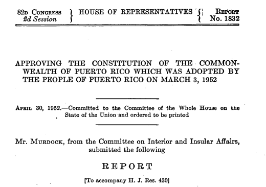 House of Representatives Report