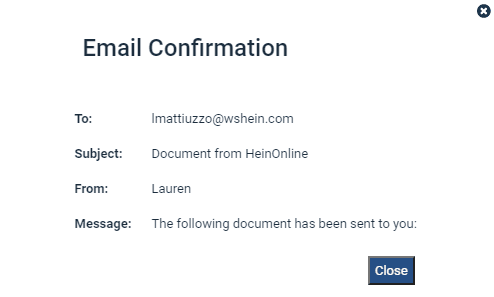 Email confirmation page