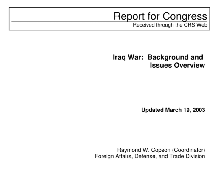Report on the Iraq War