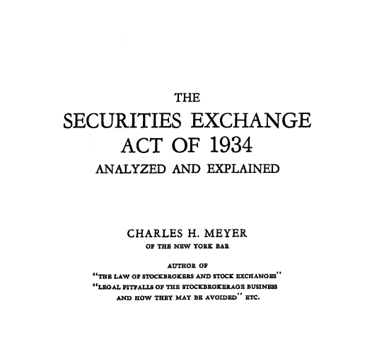 Cover page of the Securities Exchange Act of 1934