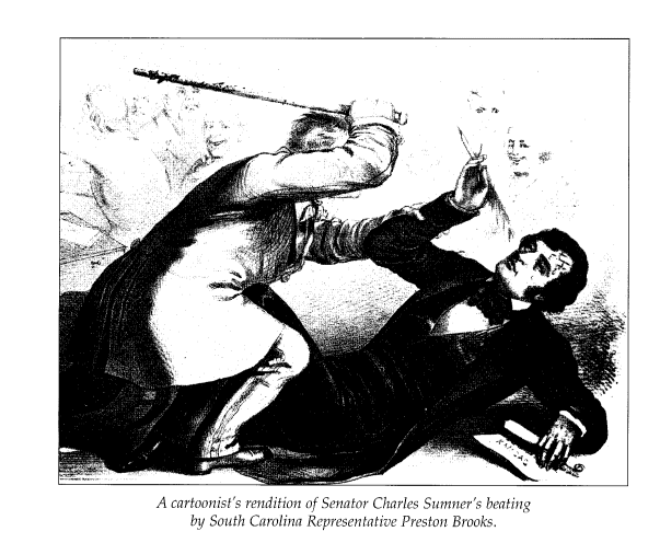 cartoon rendition of Senator Sumner's beating
