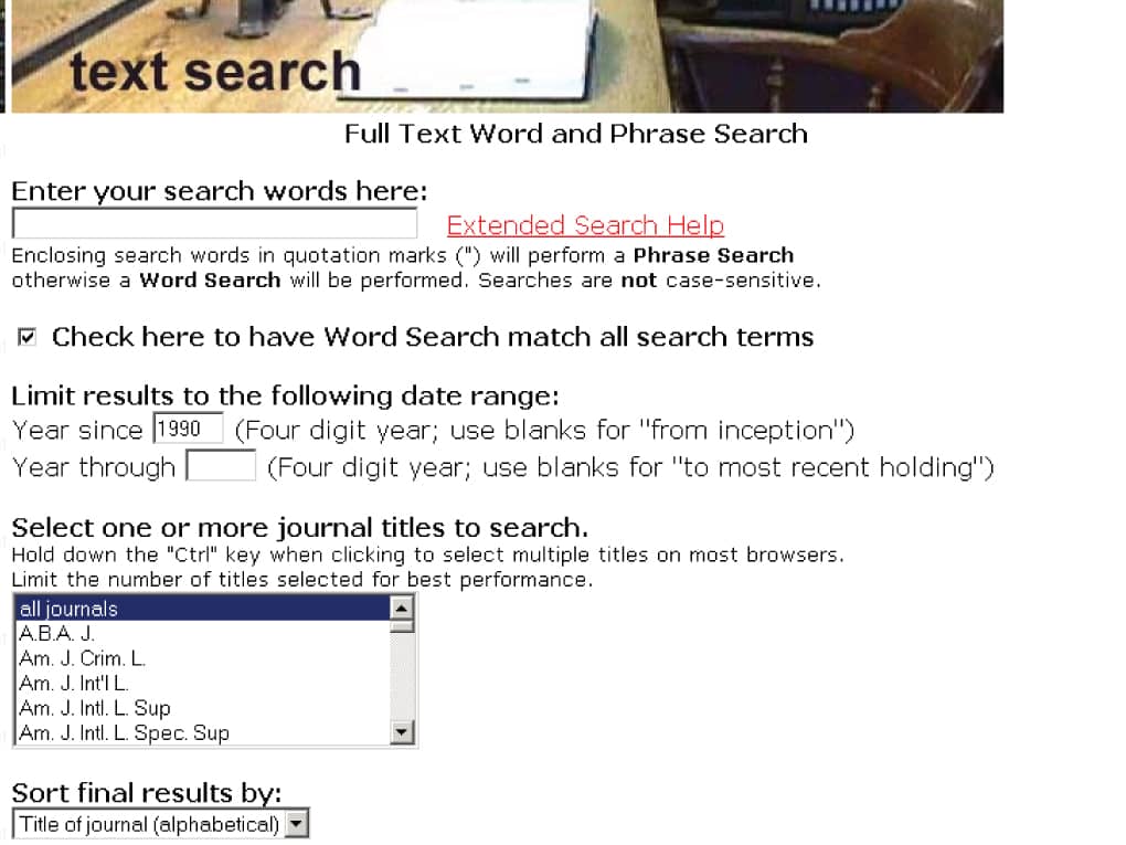 Old HeinOnline search interface