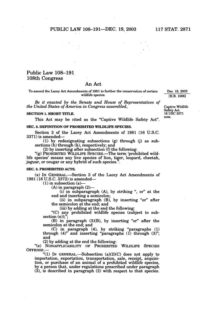 Screenshot of Public Law 108-191
