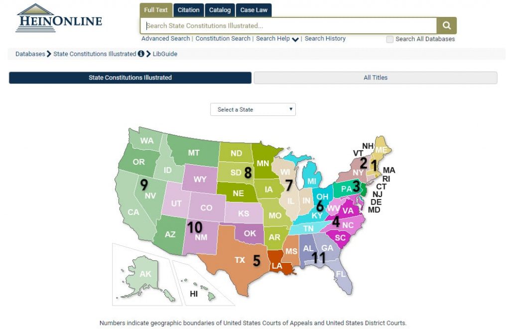 Screenshot of State Constitutions Illustrated in HeinOnline