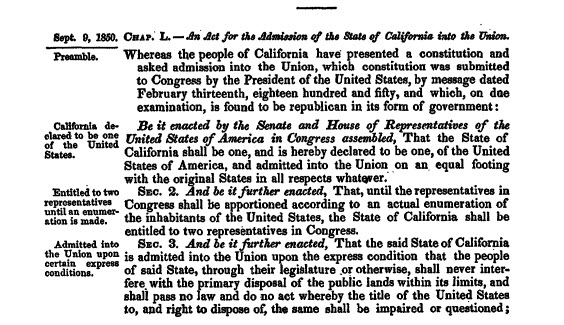 Screenshot of California's Compromise of 1850
