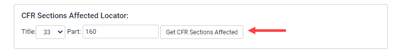 CFR Sections affected locator