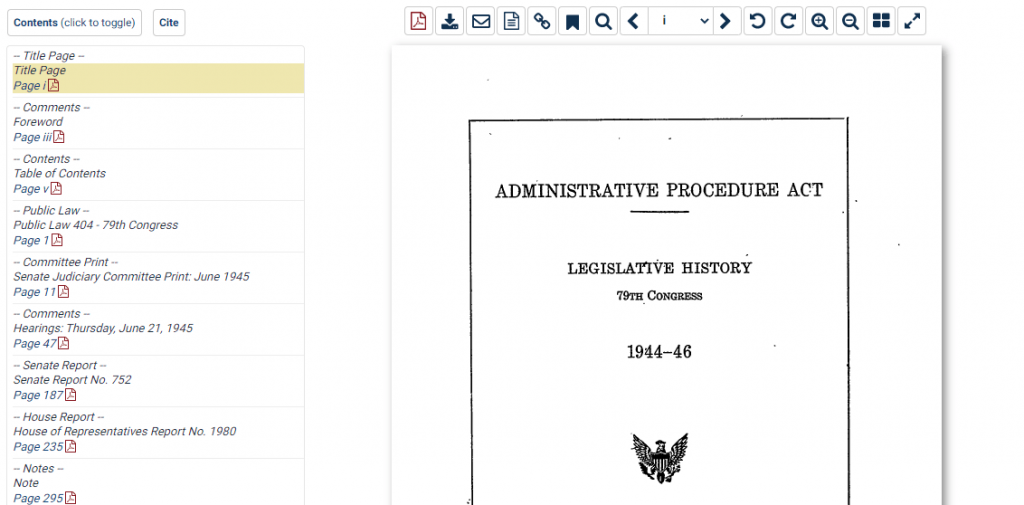 Screenshot of Administrative Procedure Act