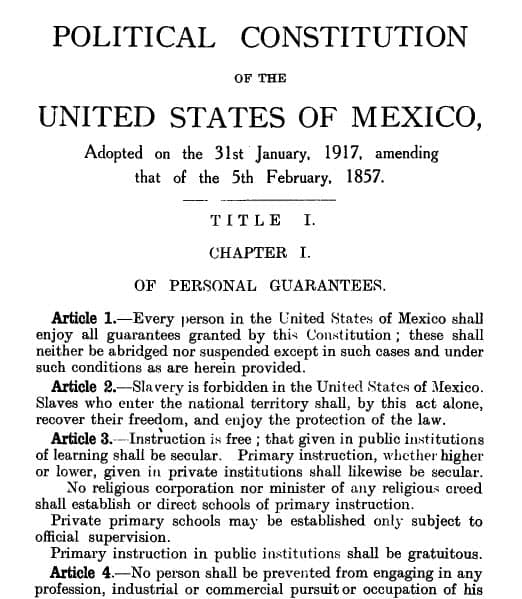 Screenshot of Mexican Constitution of 1917