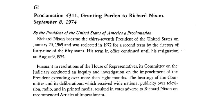 Screenshot of proclamtion 4311, pardon to Nixon