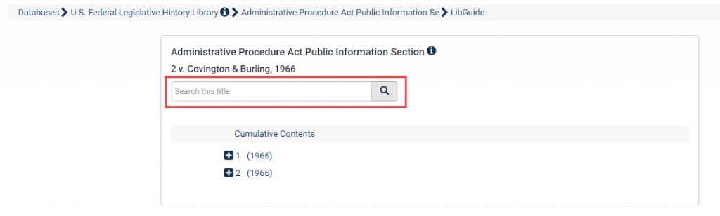 Screenshot of Search This Title in U.S. Federal Legislative History Library 