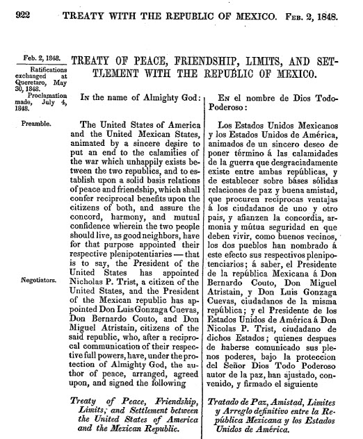  Screenshot of the Treaty of Guadalupe Hidalgo