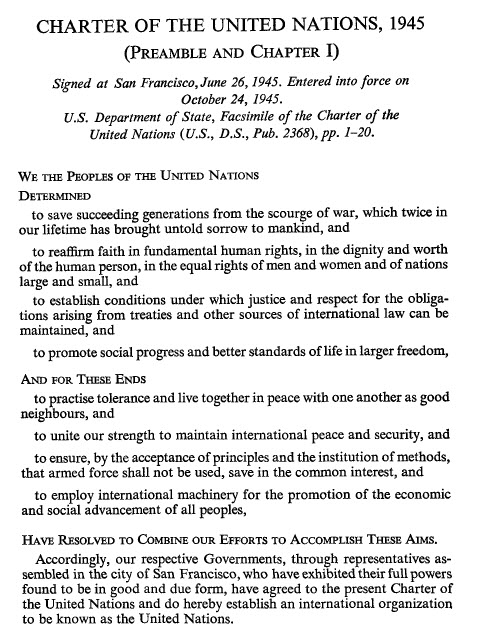 Screenshot of the Charter of the United Nations at the United Nations Conference on International Organization