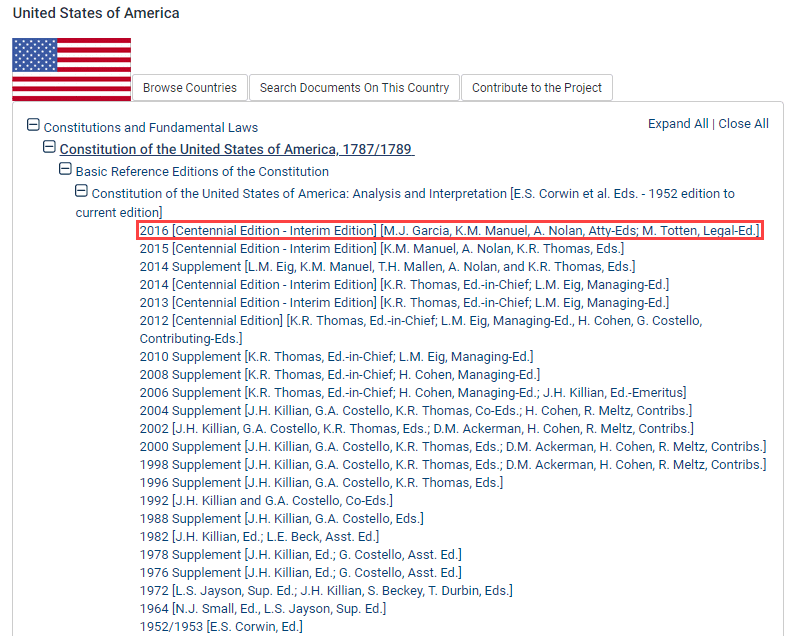 Screenshot of Thirteenth Amendment in HeinOnline