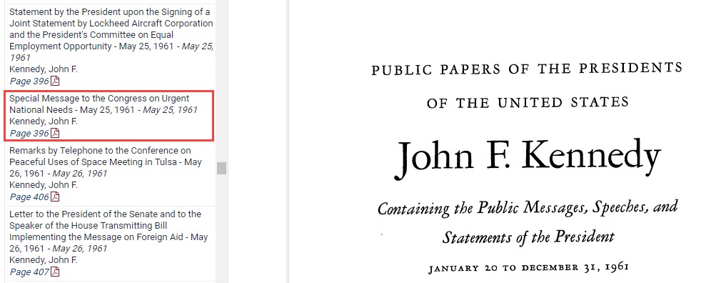 Screenshot of Public Papers of the President in HeinOnline’s U.S. Presidential Library