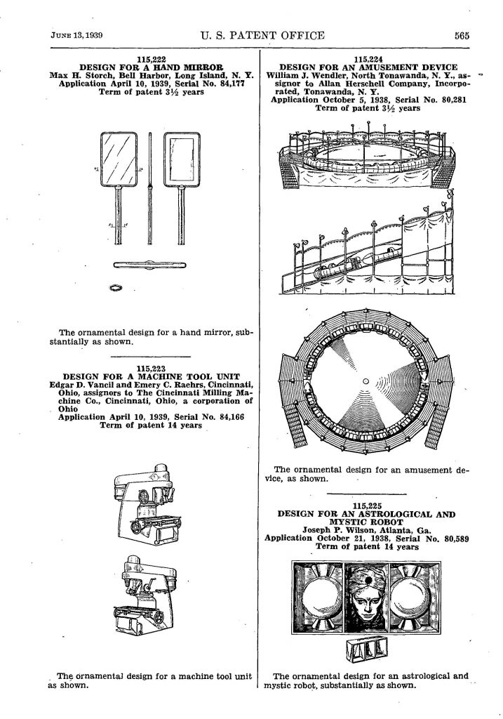 Screenshot of 1939 patent application