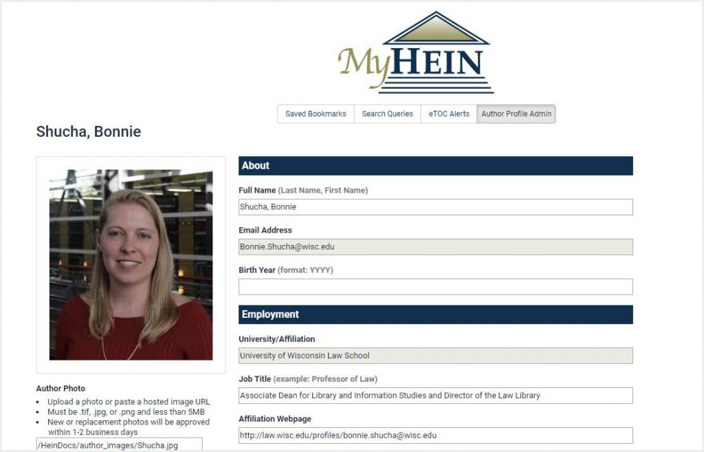 Screenshot of Author Admin Portal