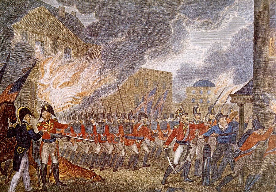 The British burn down Washington, from the 1816 book The History of England, from the Earliest Periods, Volume 1. 