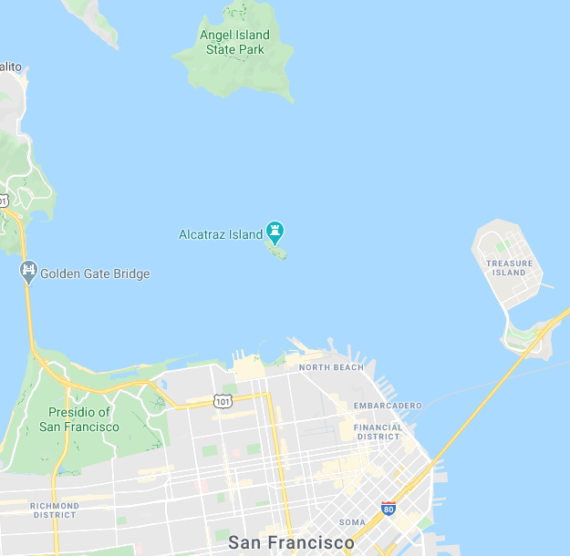Screenshot of Alcatraz Island on Map
