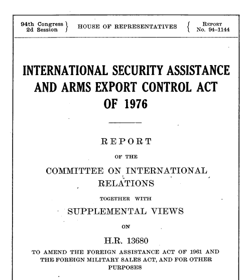 Screenshot of arms export control act