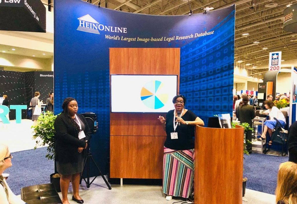Shamika Dalton and Dr. Yvonne Chandler giving a demo at AALL 2019