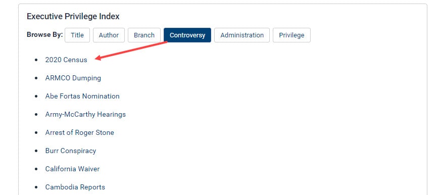 Controversy tab featured in Executive Privilege