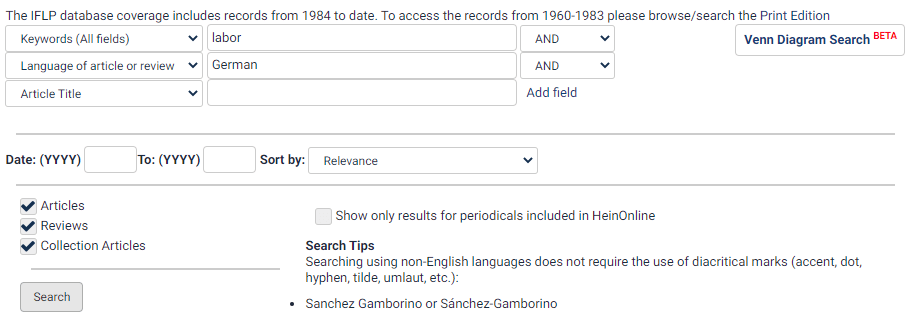 IFLP search for german language article screenshot