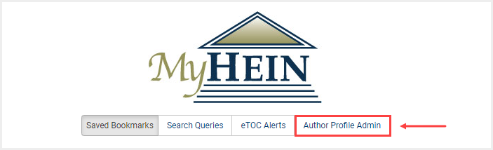 Screenshot of Author Profile Admin Tool in HeinOnline