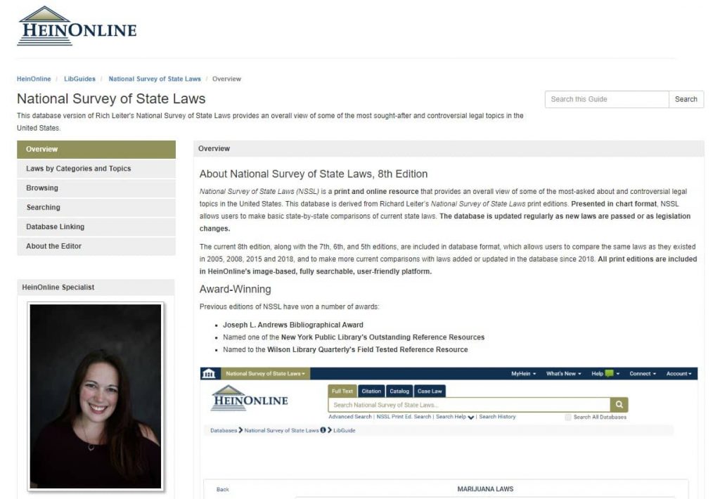 Screenshot of National Survey of State Laws