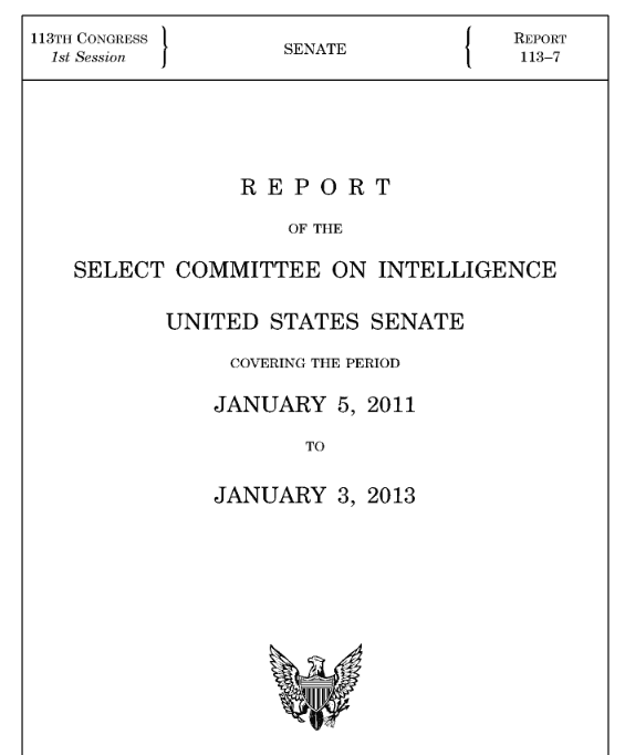Screenshot of Senate Report 113-7