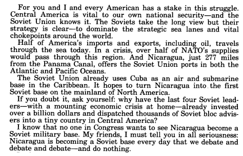 Screenshot of excerpt from Reagan on Nicaragua