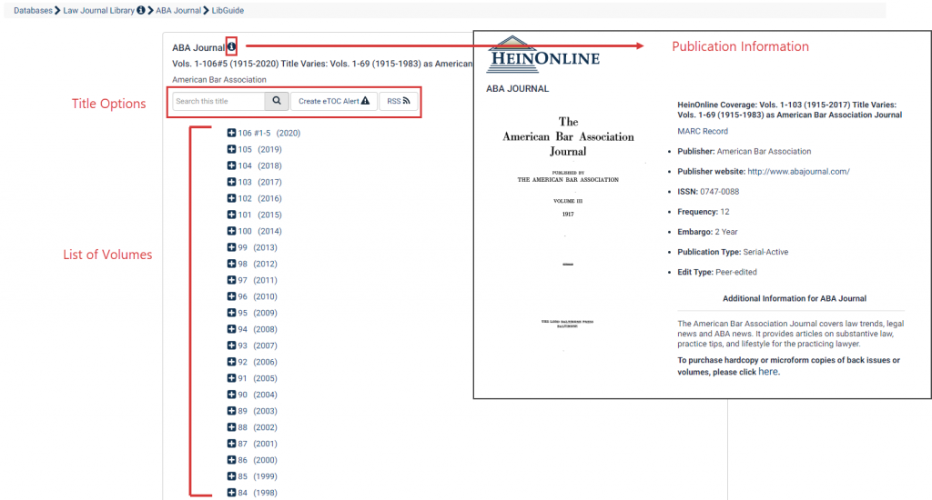 Screenshot of full-text search across all of the titles in the Law Journal Library in HeinOnline