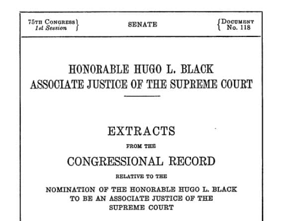 Screenshot of Hugo Black's appointment document