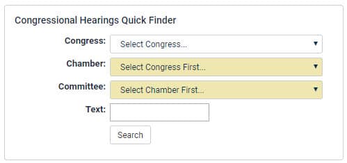 Congressional Hearings Quick Finder tool