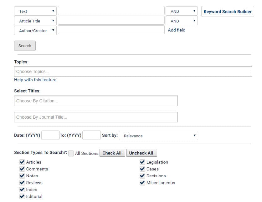 HeinOnline's Advanced Search