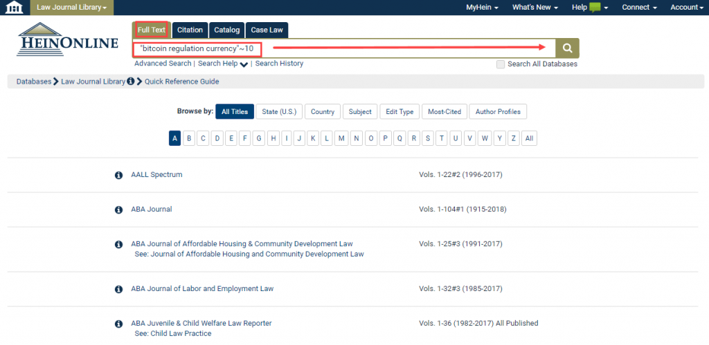 Full text searching within the Law Journal Library