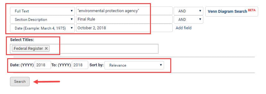 Search using an Agency name example