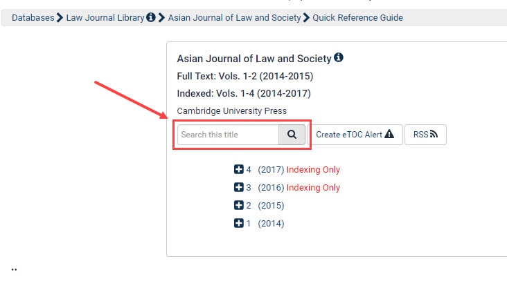 Screenshot of Search this Title within the Law Journal Library