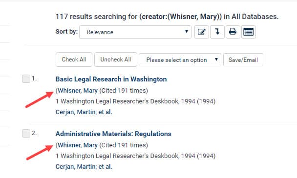 Results page for Mary Whisner author search