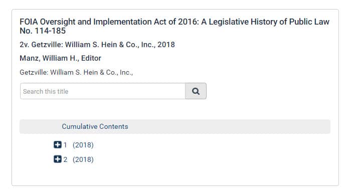 Screenshot of the FOIA Oversight and Implementation Act of 2016