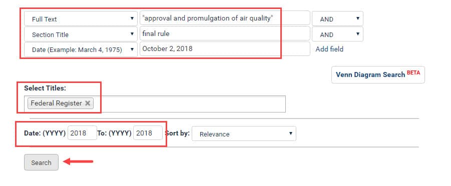 Keyword searching example in HeinOnline