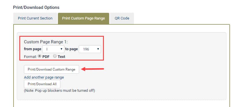 HeinOnline's Print Custom Page Range