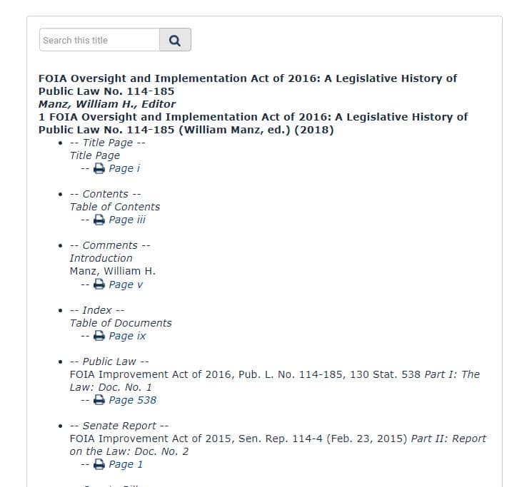 Screenshot of Cumulative Contents of an Act